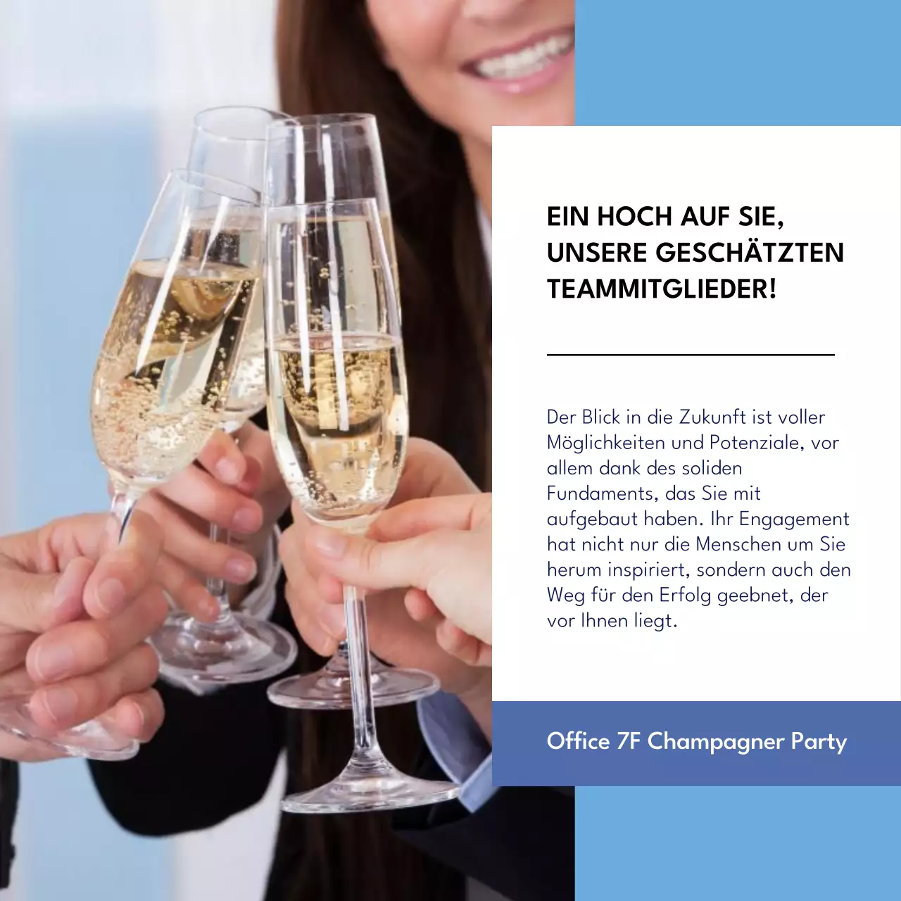 Ankündigung einer modernen blau-weißen Veranstaltung zum Tag der Verwaltungsfachleute