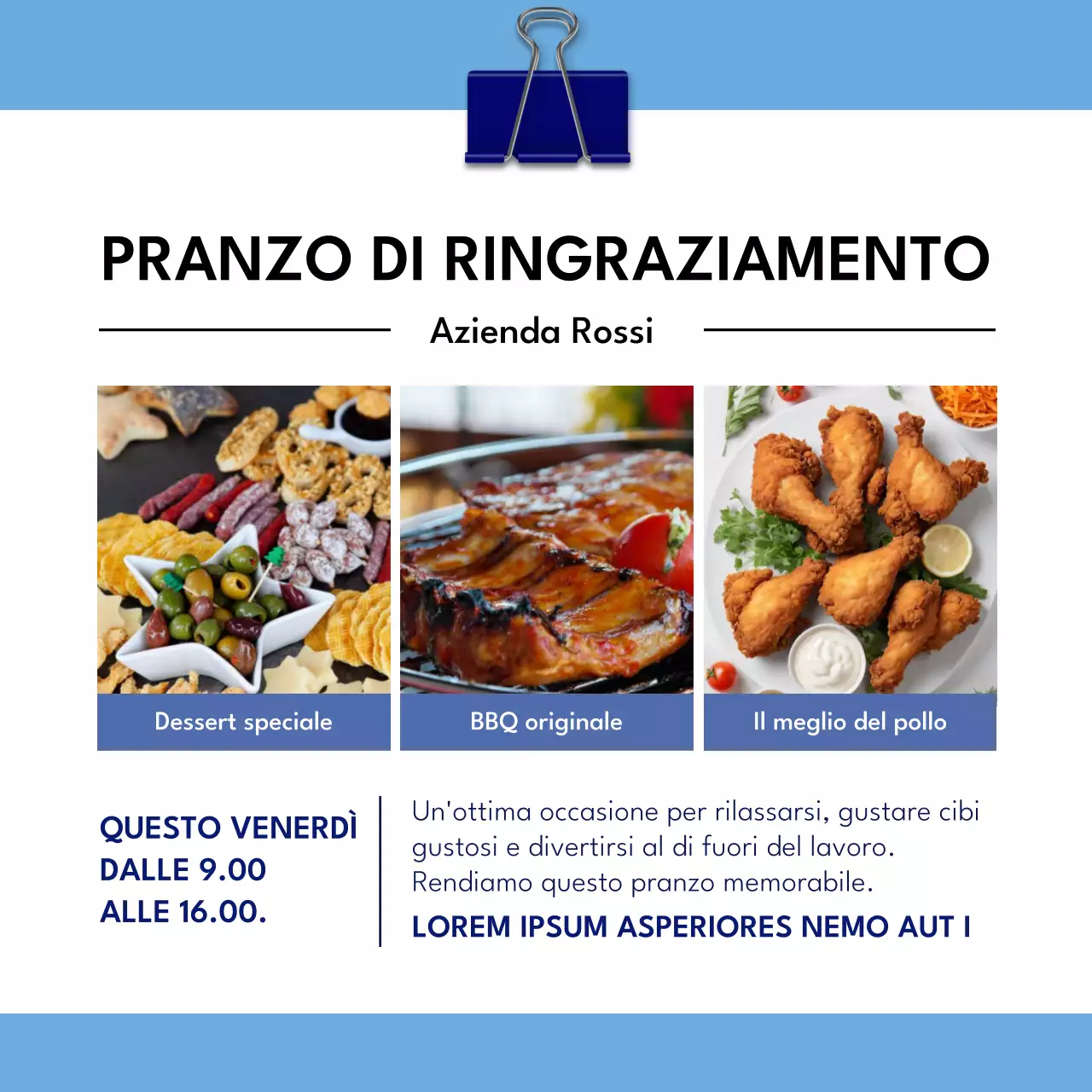 Annuncio di un moderno evento blu e bianco per la Giornata dei professionisti dell'amministrazione