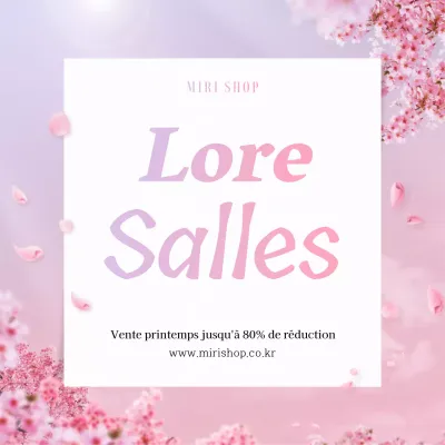 Promouvoir une simple vente de printemps en rose et blanc
