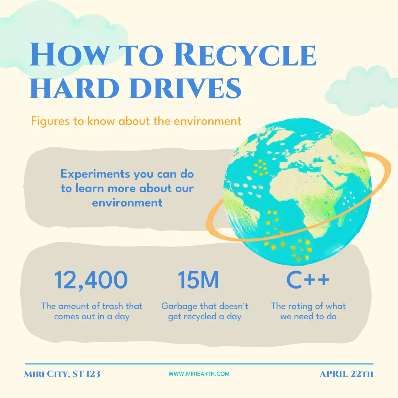Blue Modern Earth Day Announcement Social Media Post