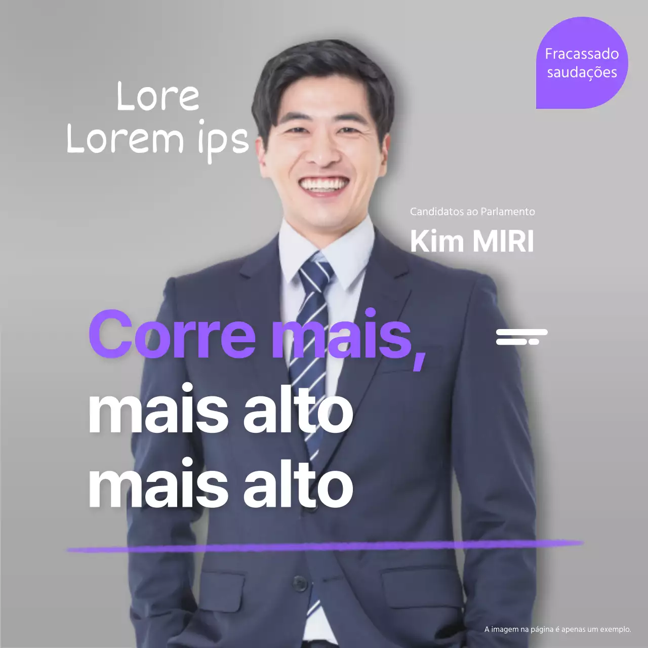 Correio de saudação minimalista de perdedor em roxo e branco