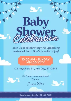 Blue Simple Baby Invitation Poster