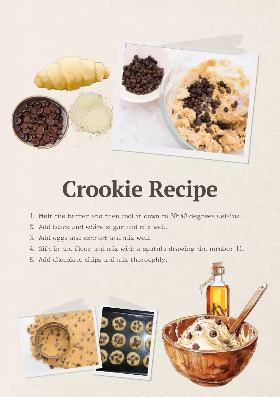 Beige Traditional Crookie Recipe Poster