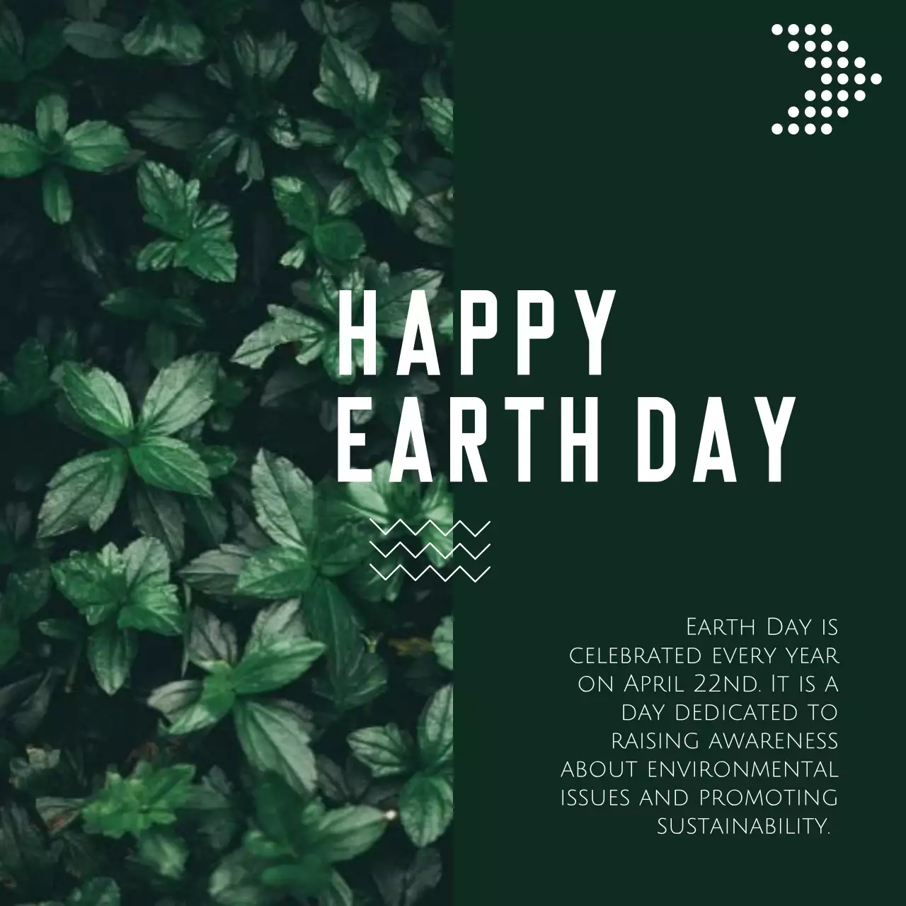 Green Minimal Earth Day Announcement Social Media Post