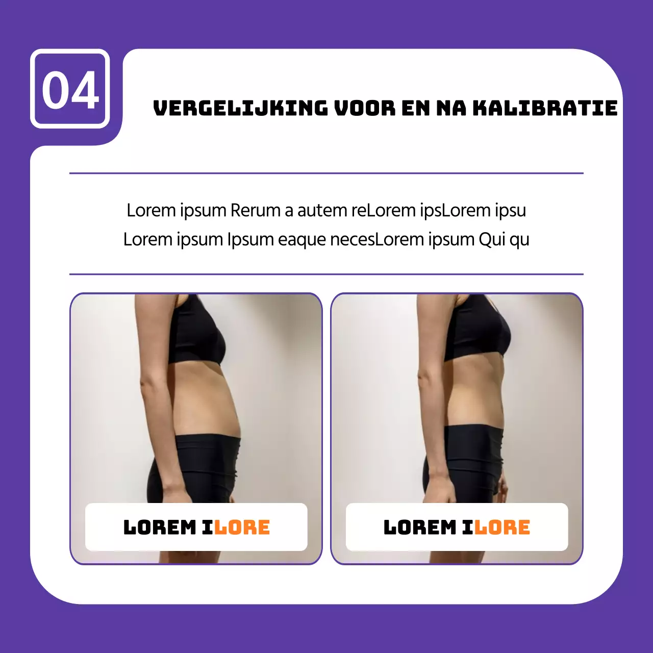 Eenvoudige reclame voor orthodontiepraktijk in paars en oranje