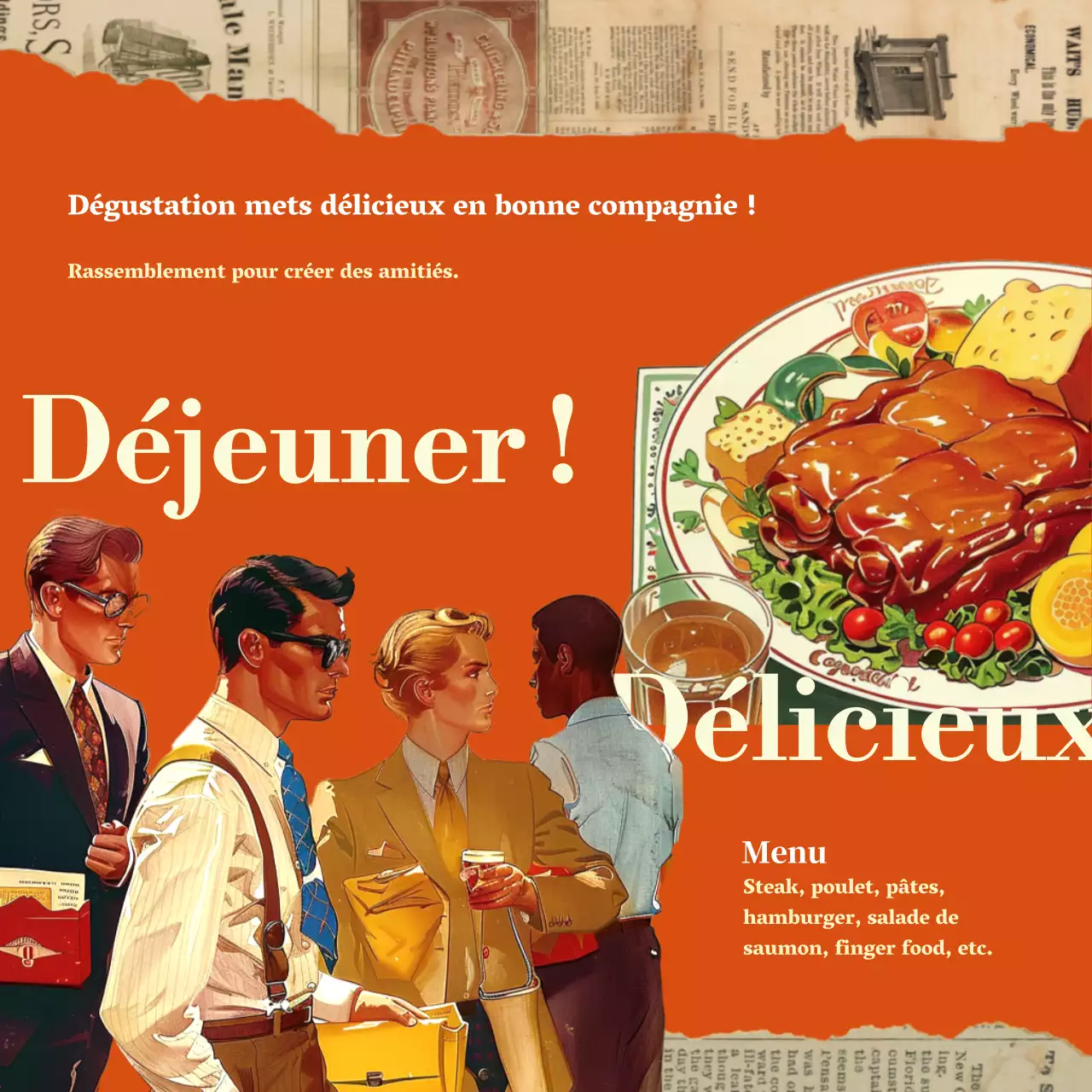 Une publicité classique pour la Journée des professionnels de l'administration en orange et beige