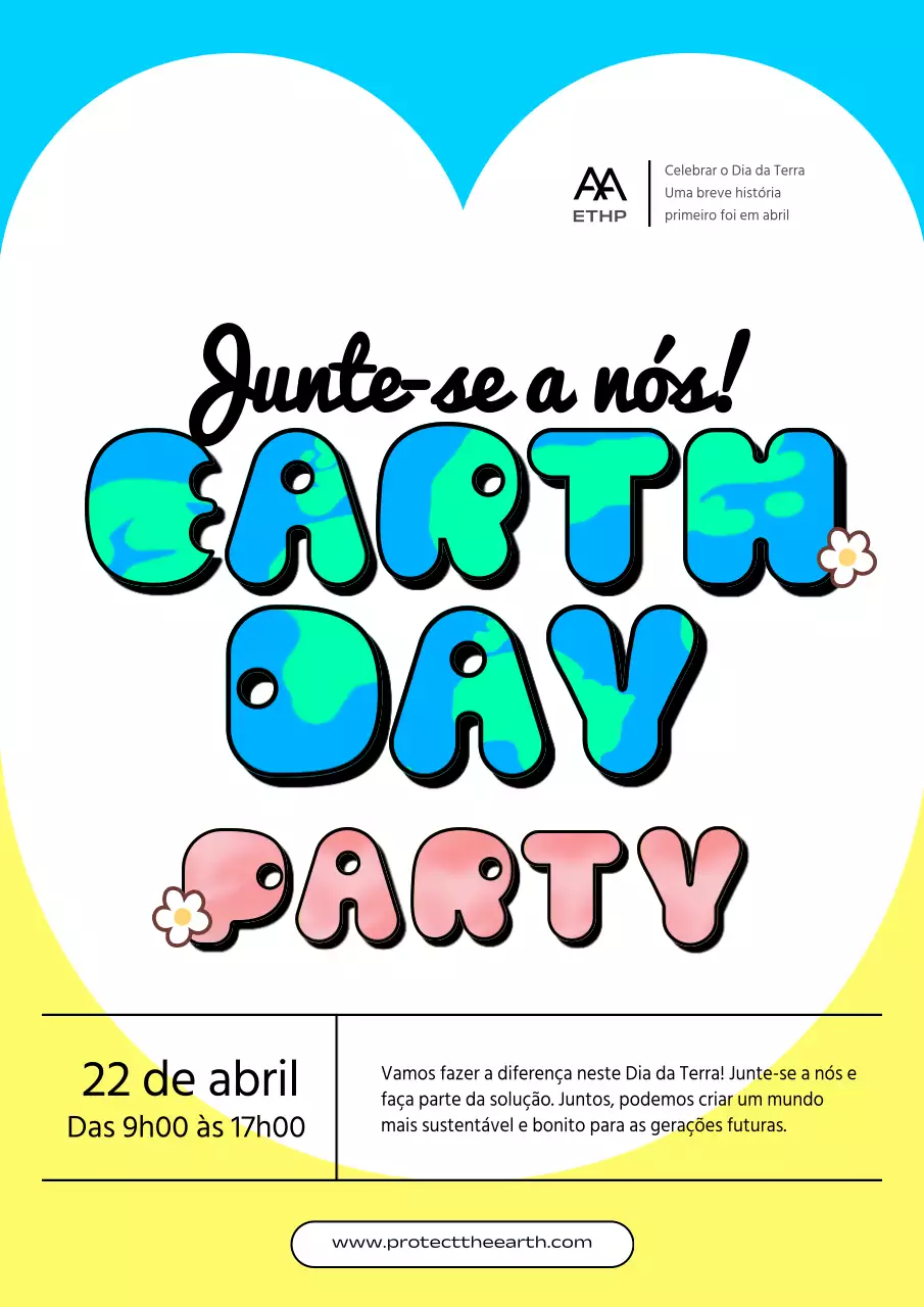 Promova eventos do Dia da Terra em amarelo e azul com este adorável expositor do Dia da Terra