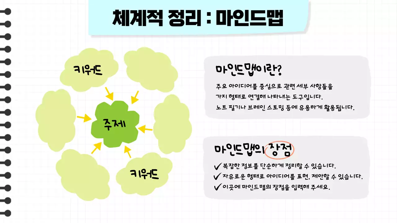 노랑과 주황색의 키치한 노트 필기 정보