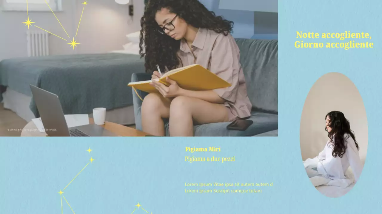 Un nuovo pigiama minimalista in giallo e azzurro.