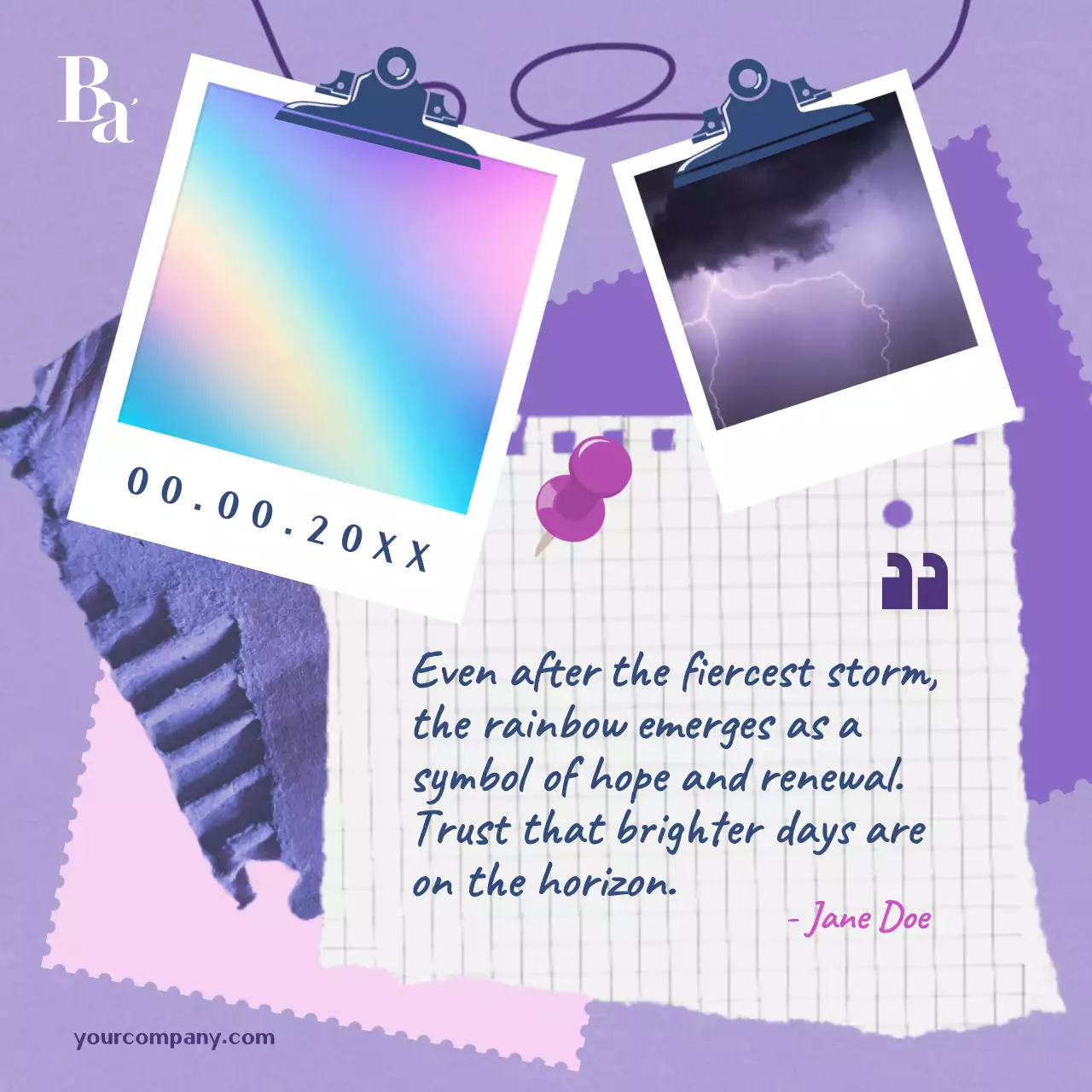 Purple Aesthetic Motivation Card Social Media Post
