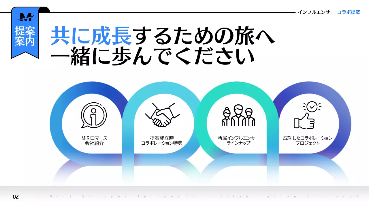 青 モダン インフルエンサー 提案書 プレゼンテーション