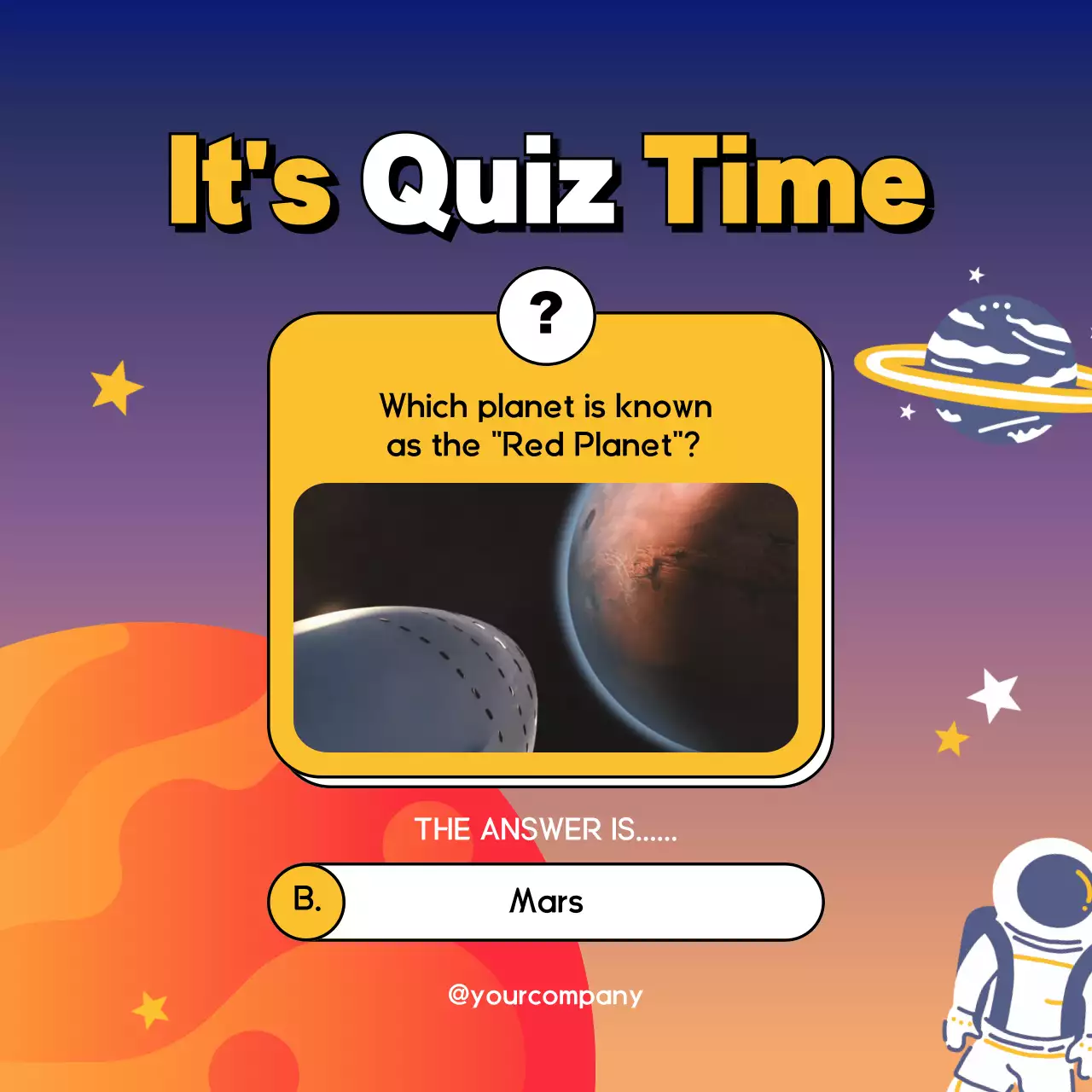 Orange Retro Space Quiz Social Media Post