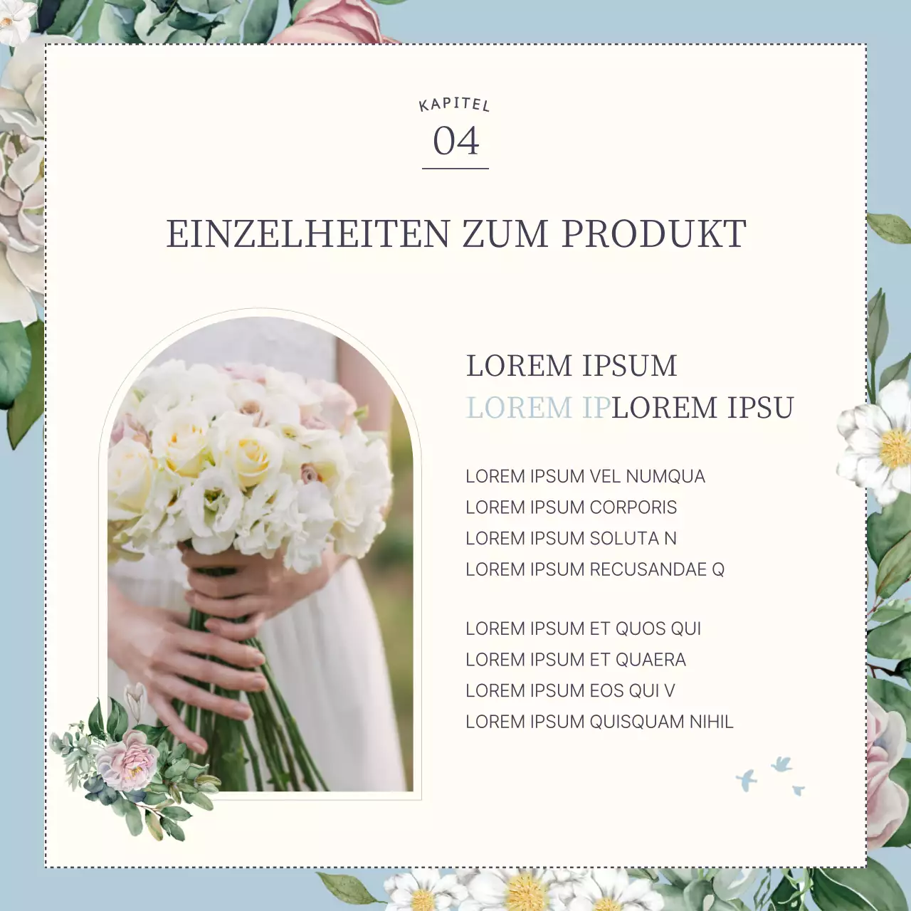 Hellblaues, luxuriöses florales Hochzeits-Branding