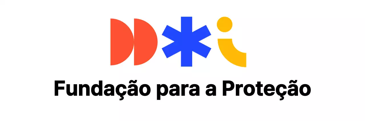 Um logótipo institucional colorido com uma variedade de formas