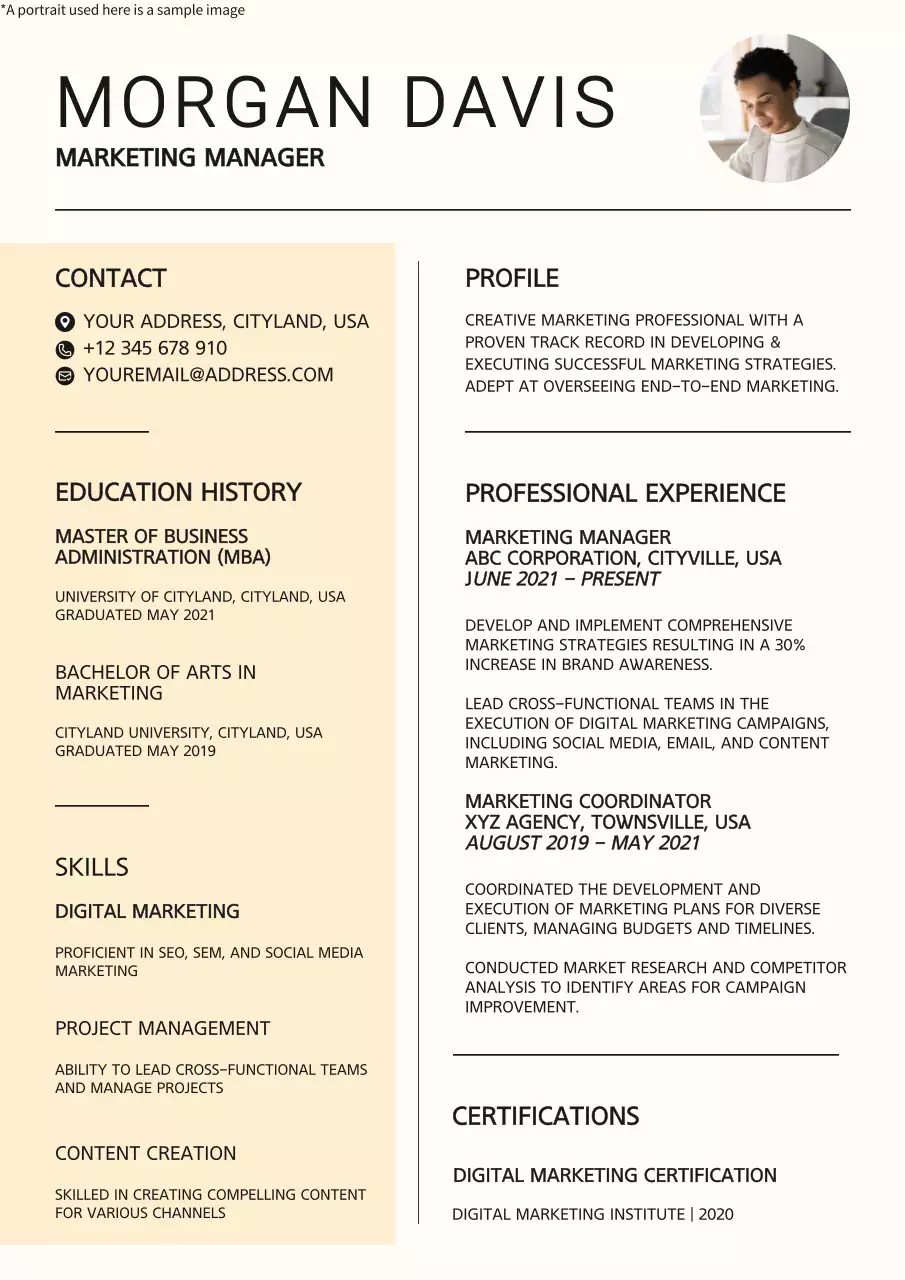 Beige Professional Marketing Resume
