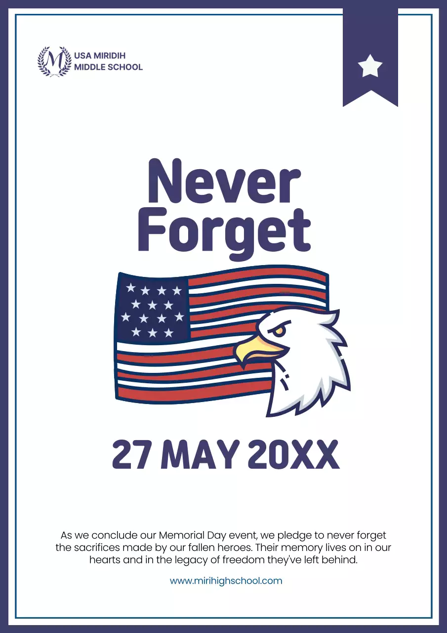 Blue Traditional Memorial Day Announcement Poster
