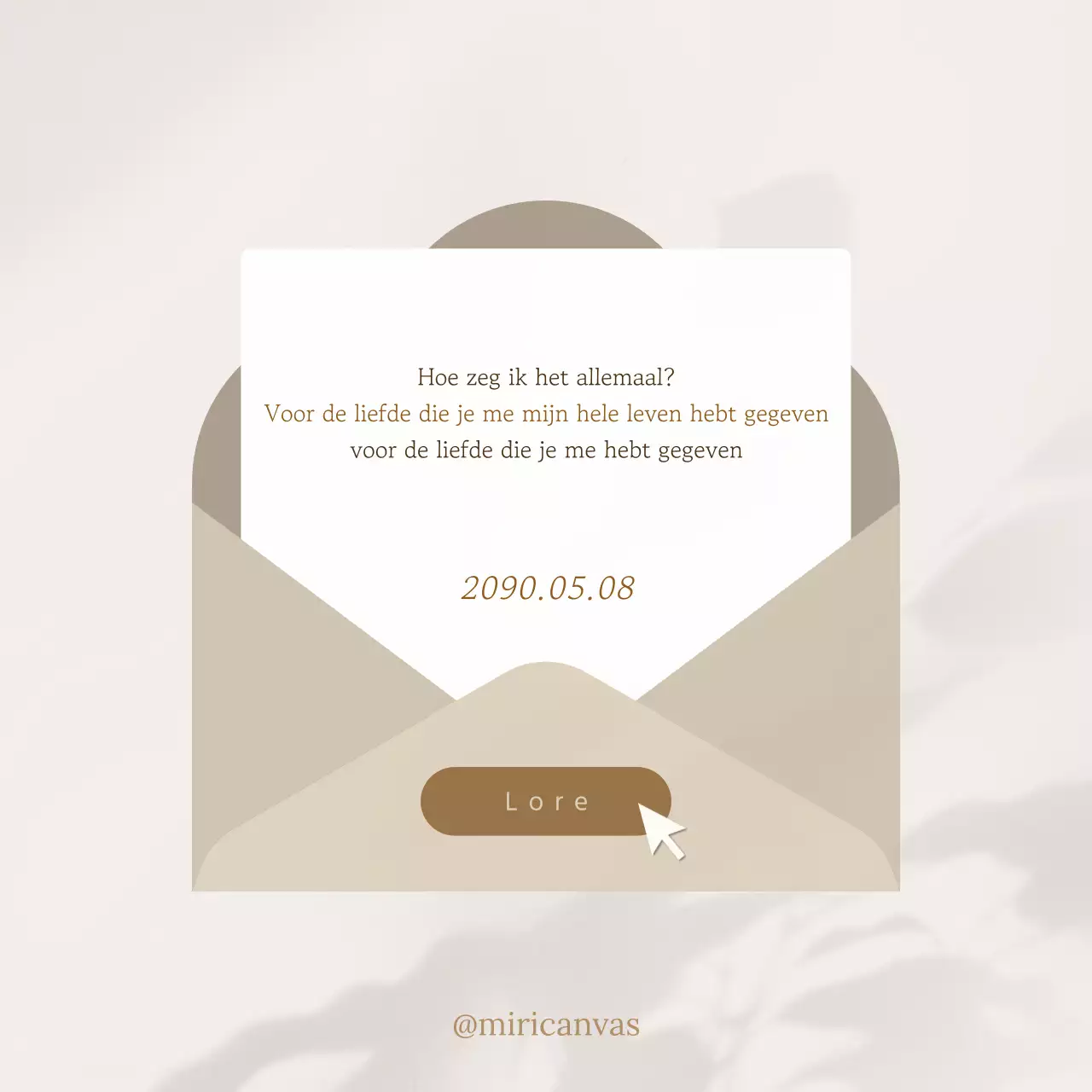 Een eenvoudige sentimentele post in beige en bruin