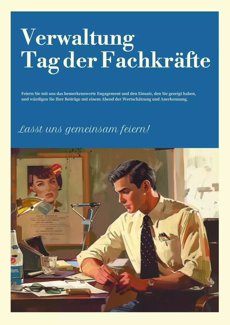 Klassische Dankeskarte zum Tag der Arbeit in Blau und Beige