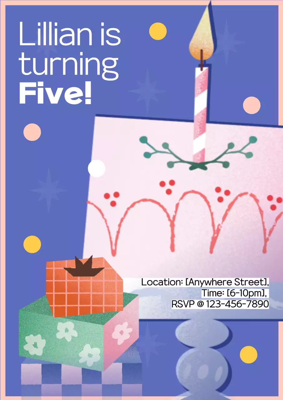 Blue Retro Birthday Invitation Poster