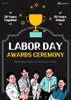 Sleek black and yellow Labor Appreciation Day awards promotional poster