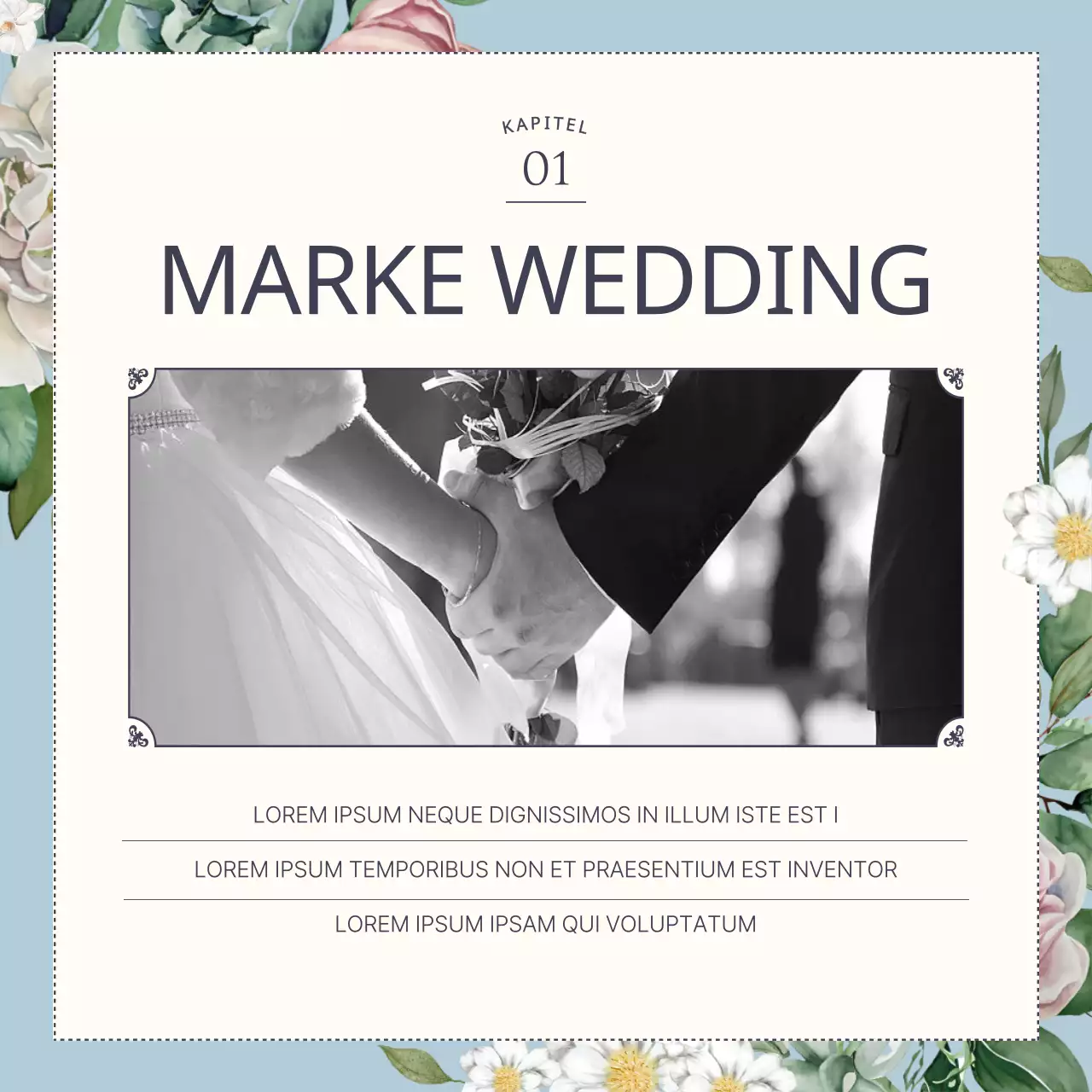 Hellblaues, luxuriöses florales Hochzeits-Branding