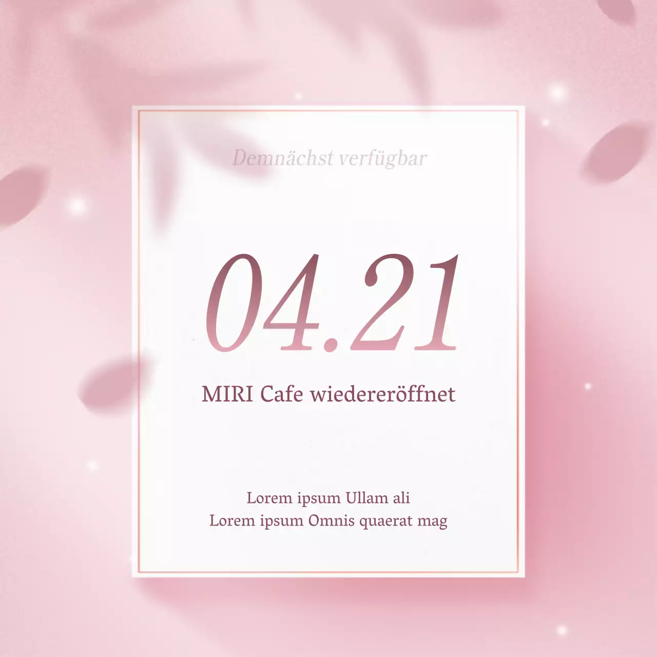 Werbung für die Eröffnung eines einfachen Cafés in Rosa und Weiß