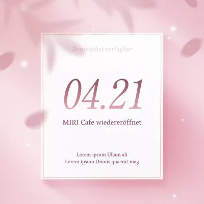 Werbung für die Eröffnung eines einfachen Cafés in Rosa und Weiß