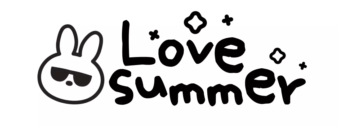 귀여운 손글씨체 여름 선글라스를 쓴 토끼