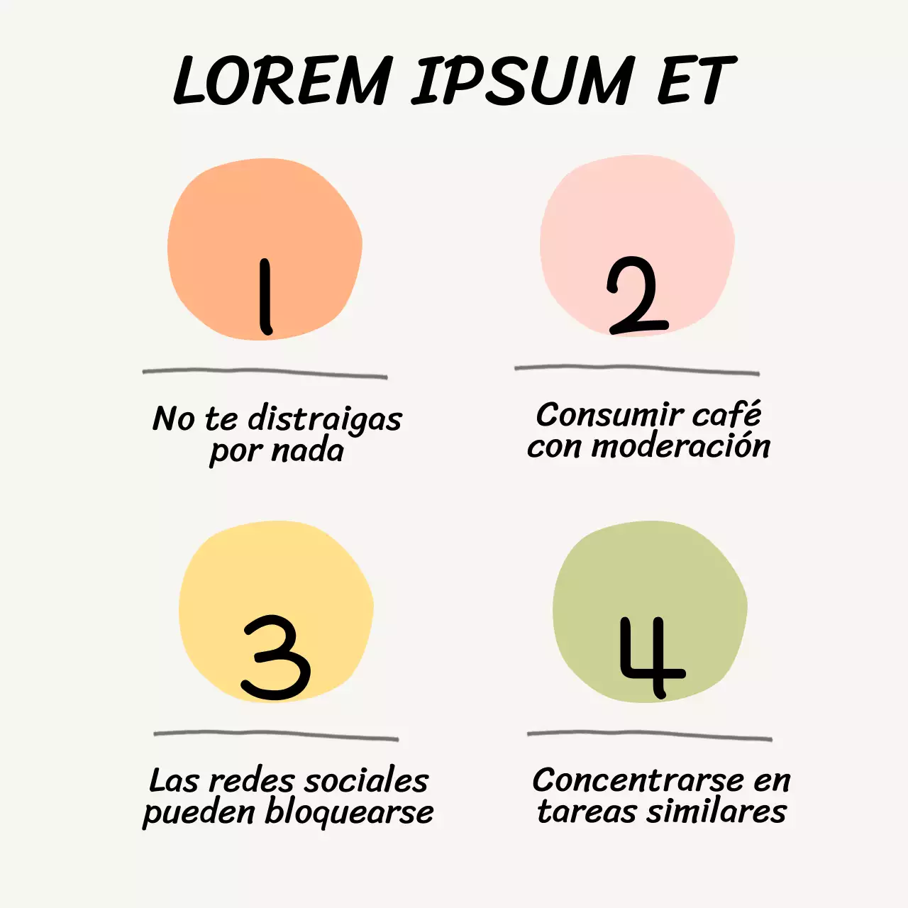 Beige simple Mantener la concentración: 4 pasos Material de clase