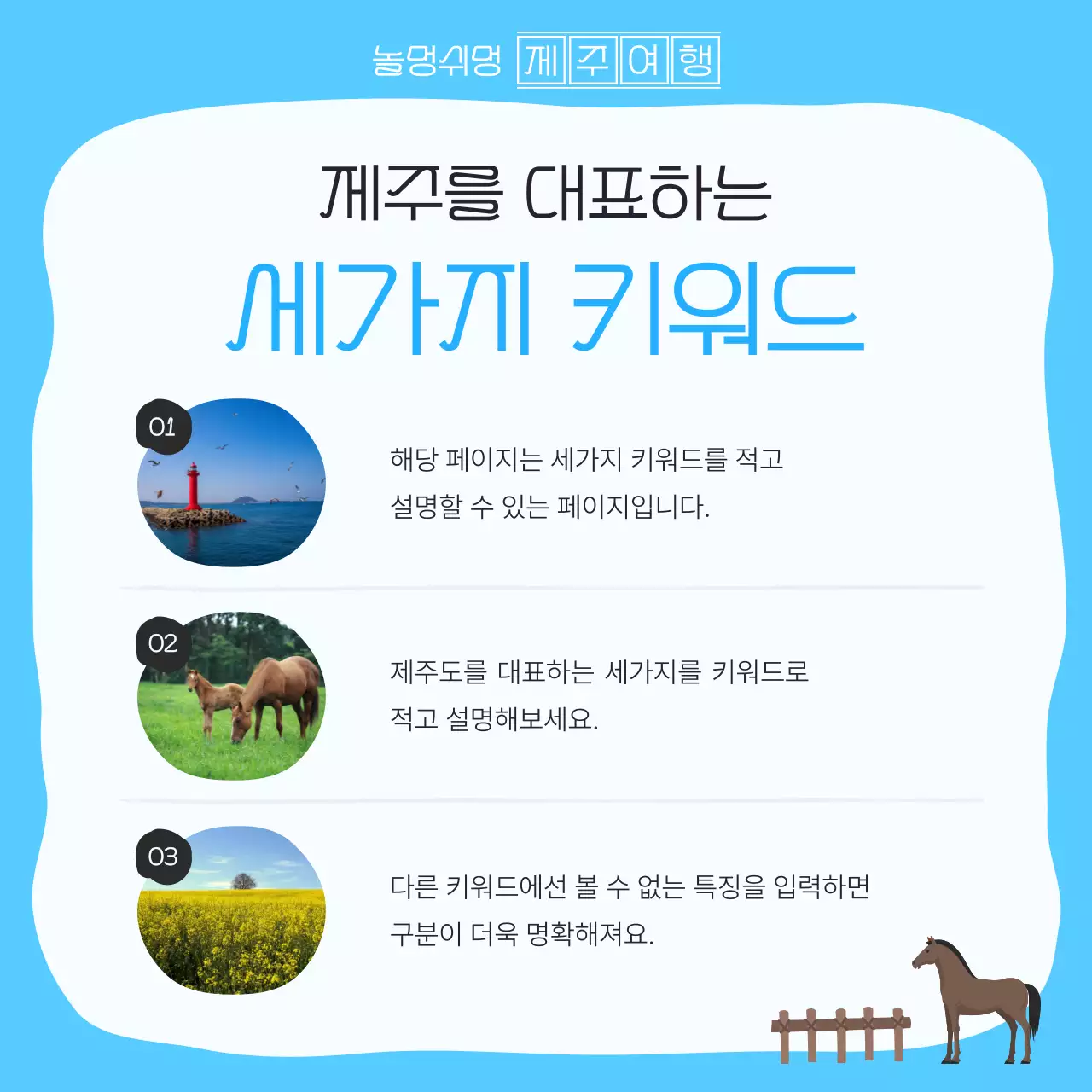 파랑과 하늘색의 아기자기한 제주 지역 홍보