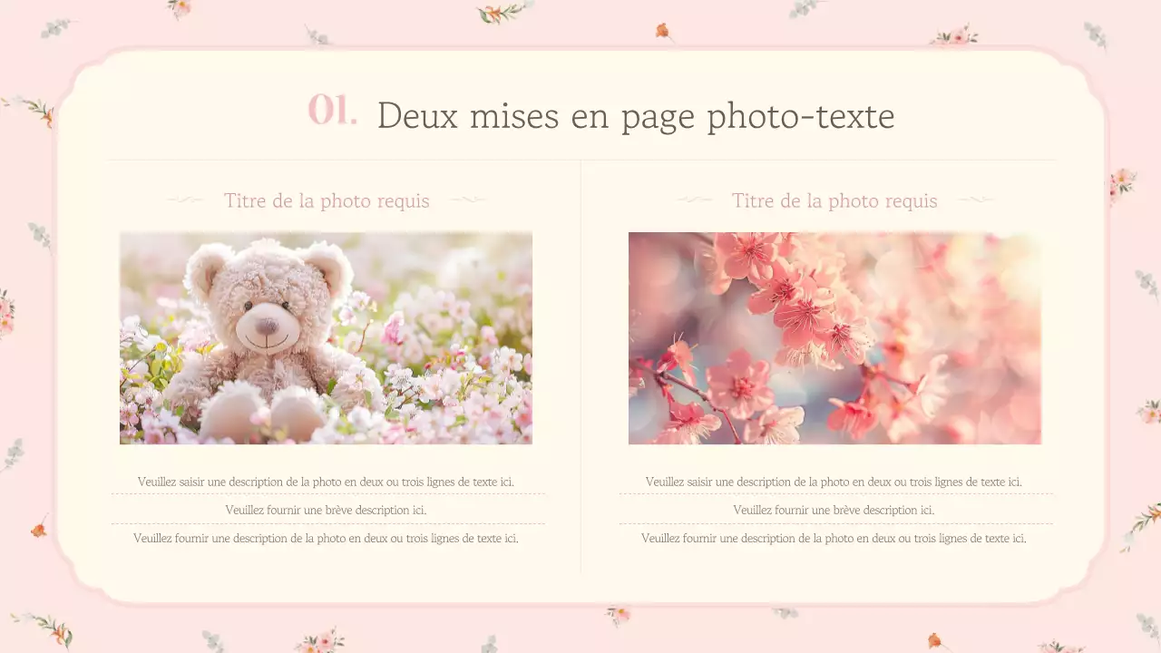Un brief marketing floral rose et luxueux