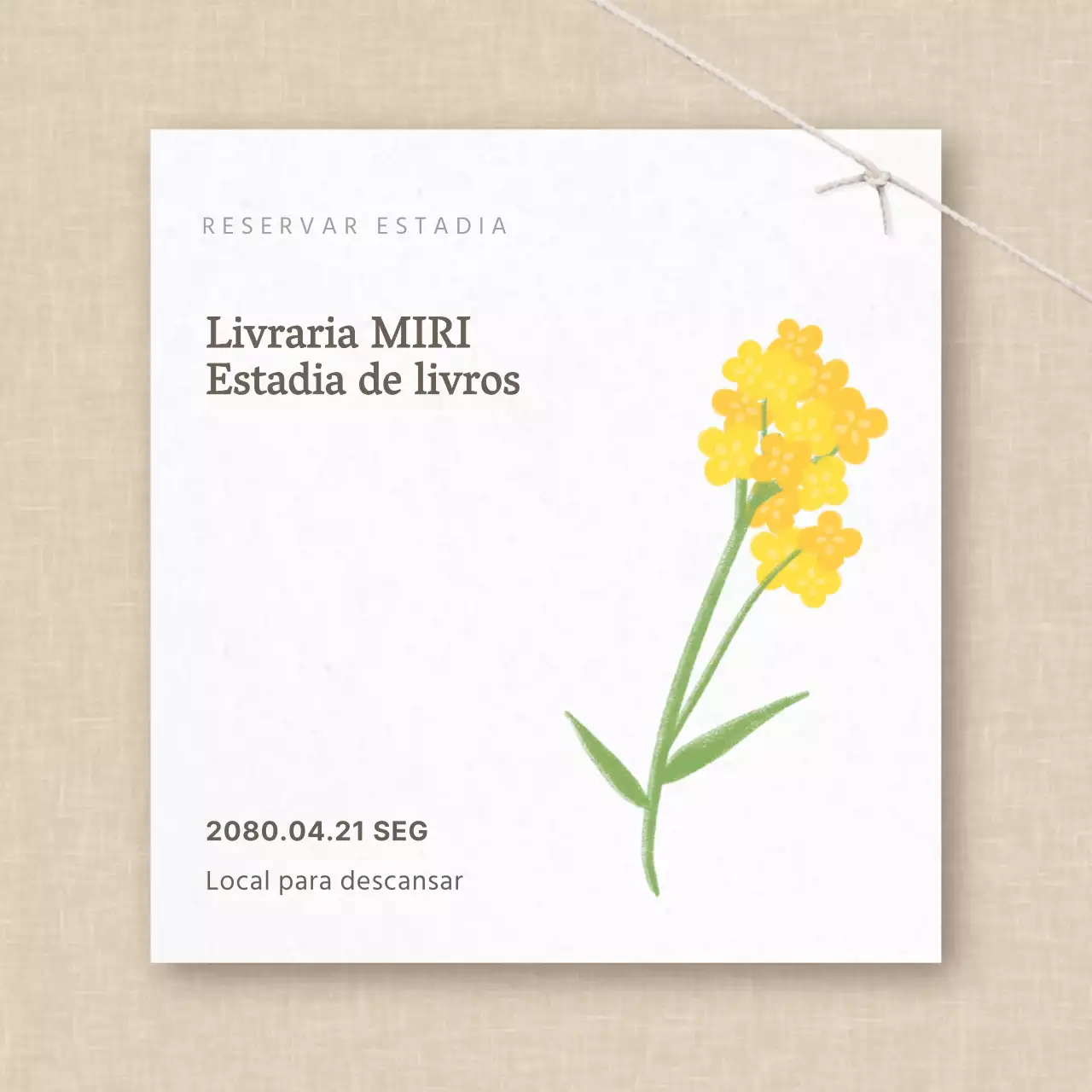 Promover um evento simples de livraria em bege e branco