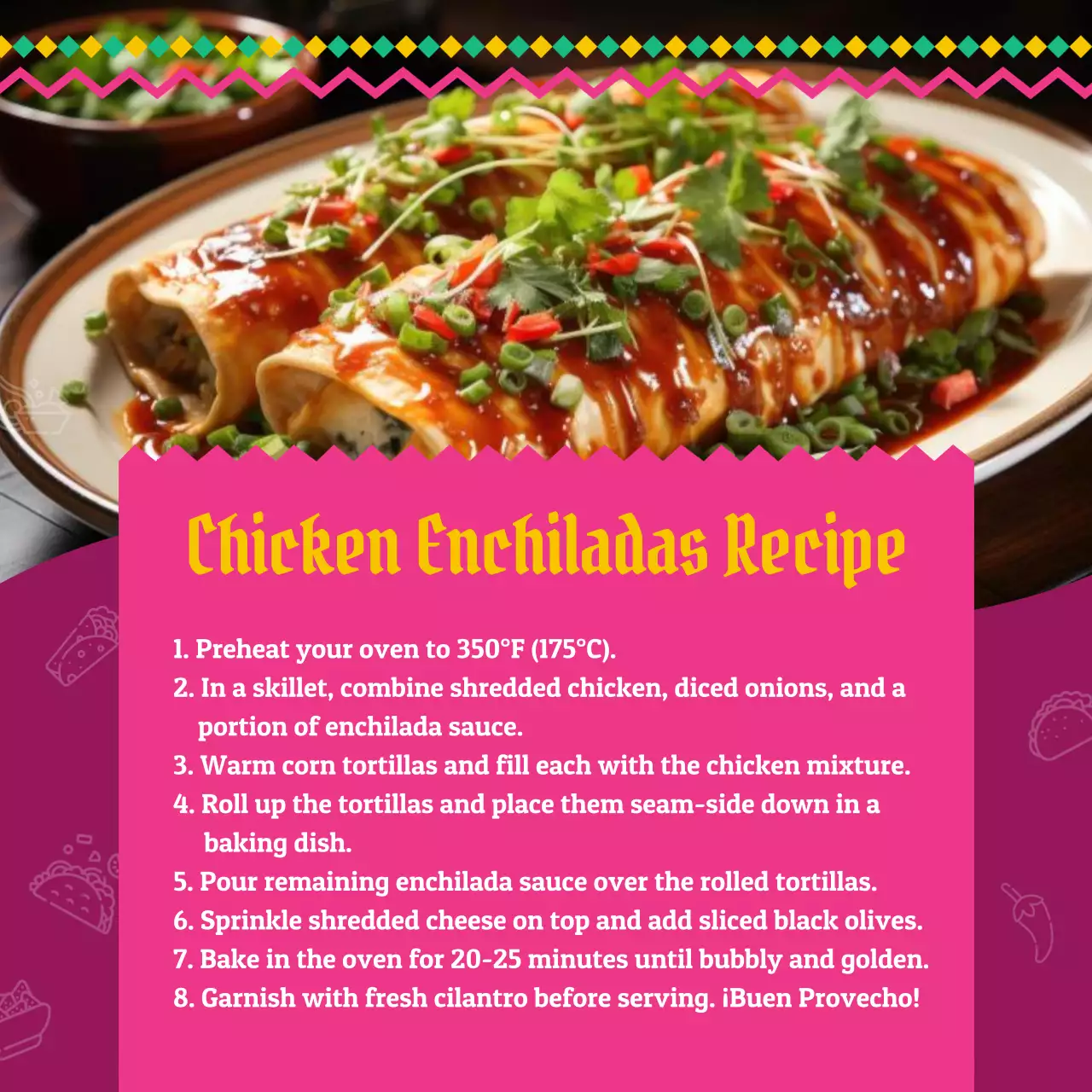 Yellow Cultural Mexican Recipe Guide Social Media Post