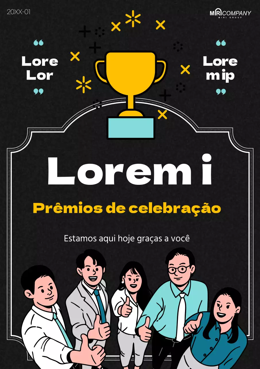 Um elegante cartaz promocional preto e amarelo para os prémios do Dia da Valorização do Trabalho.