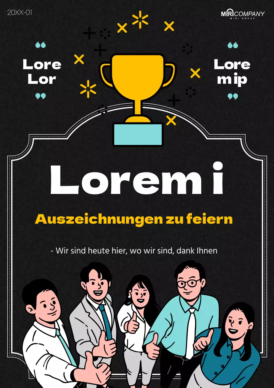 Ein elegantes schwarz-gelbes Werbeplakat für den Tag der Anerkennung der Arbeit.