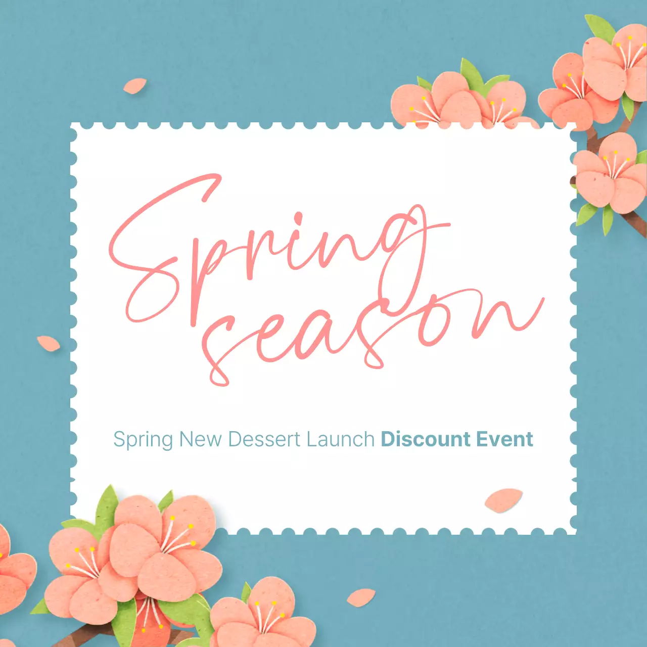 Blue Floral Dessert Promotion Social Media Post