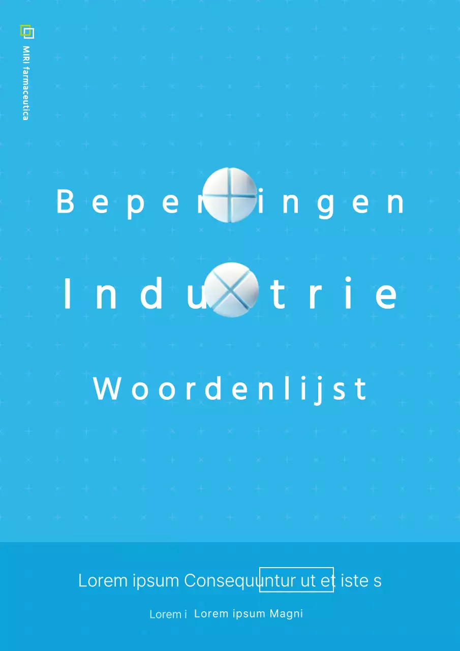 Eenvoudige farmaceutische industrie glossarium boekomslag in lichtblauw en wit