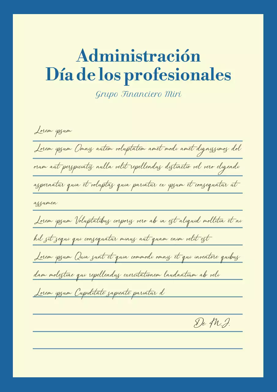 Nota de agradecimiento clásica del Día del Trabajo en azul y beige