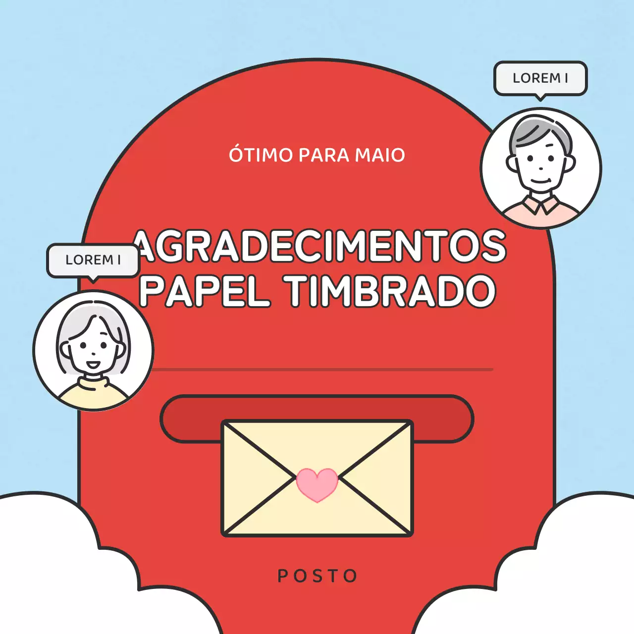 Notas de agradecimento do mês da família em vermelho e amarelo