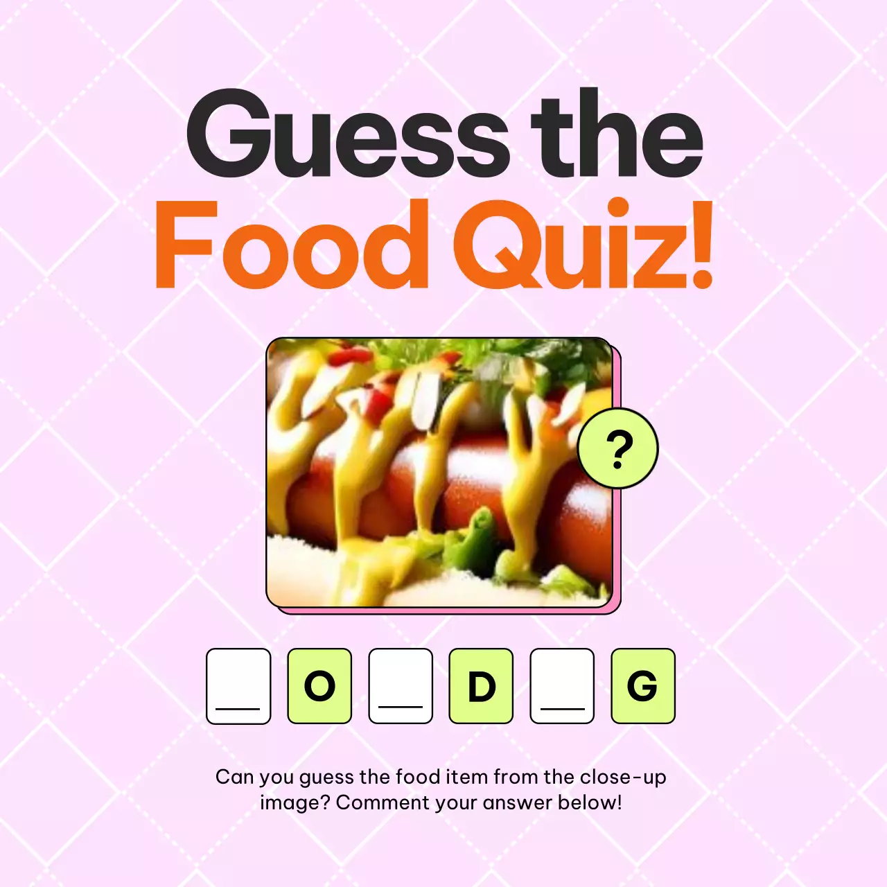 Pink Playful Food Quiz Game Social Media Post
