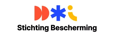 Een kleurrijk institutioneel logo met verschillende vormen