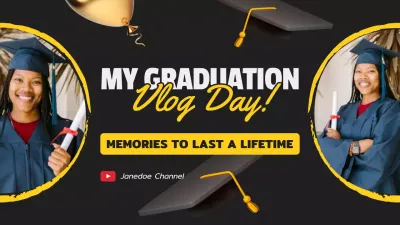 Black Modern Graduation Vlog YouTube Thumbnail