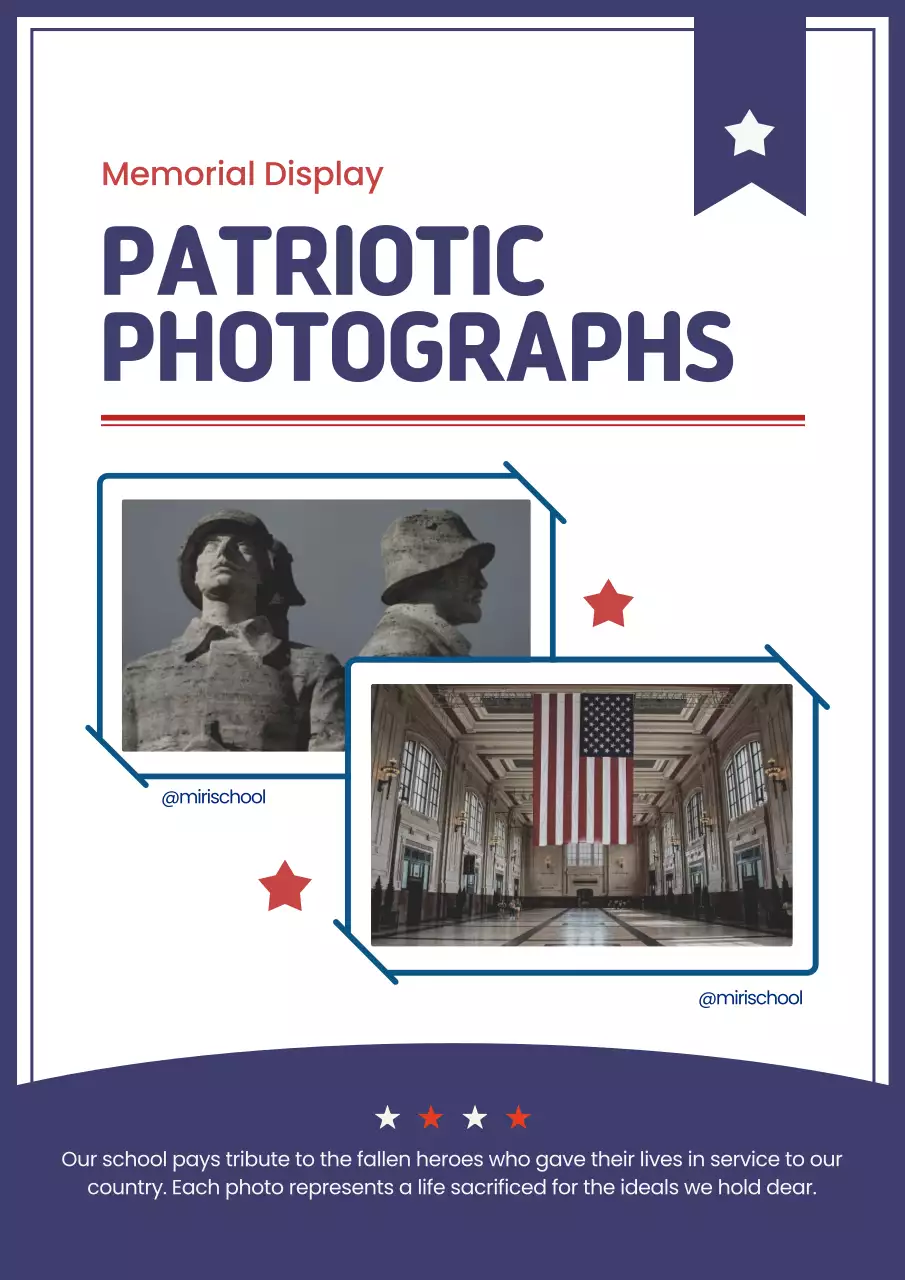 Blue Traditional Memorial Day Announcement Poster