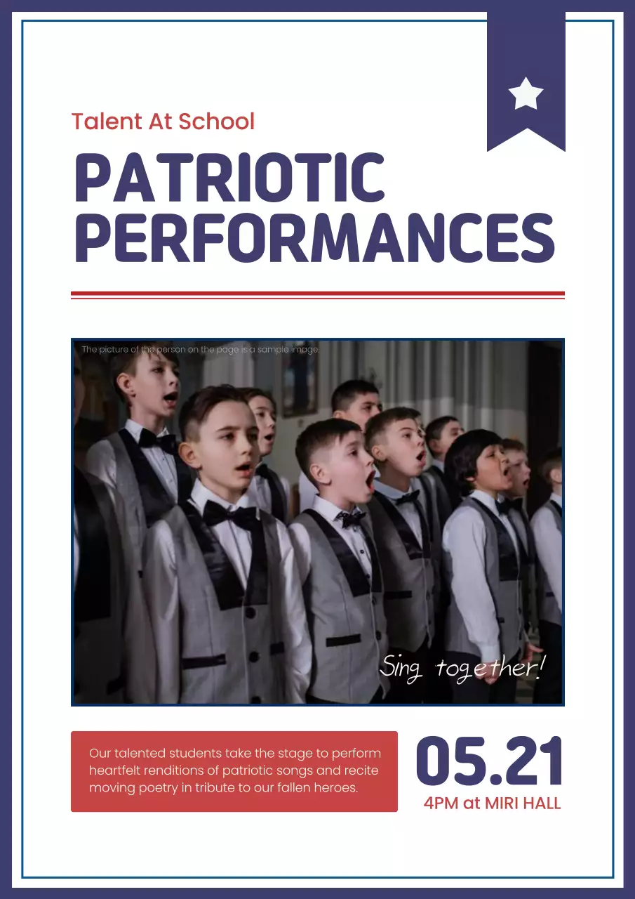 Blue Traditional Memorial Day Announcement Poster