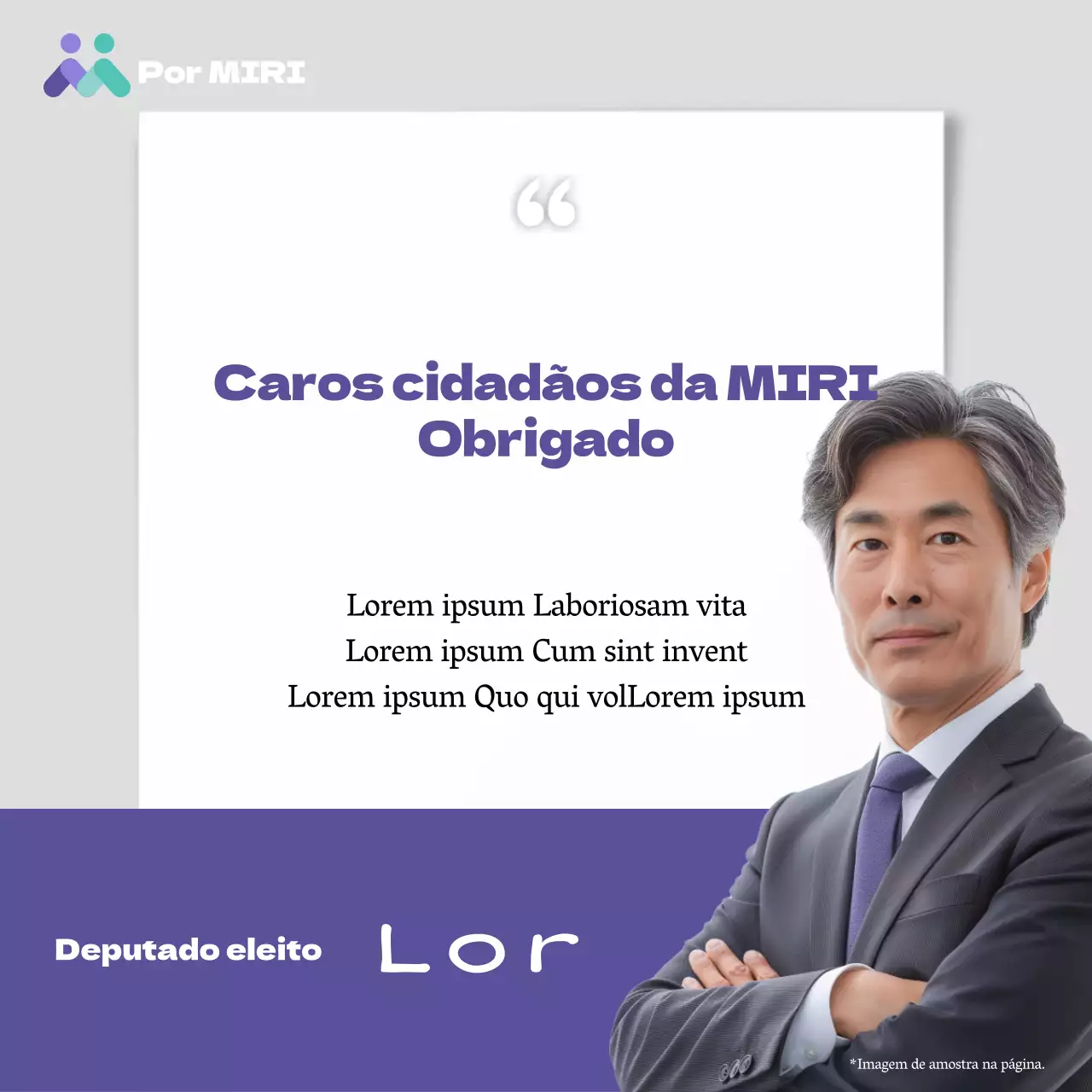 Um simples post de saudação ao Presidente eleito em roxo e cinzento