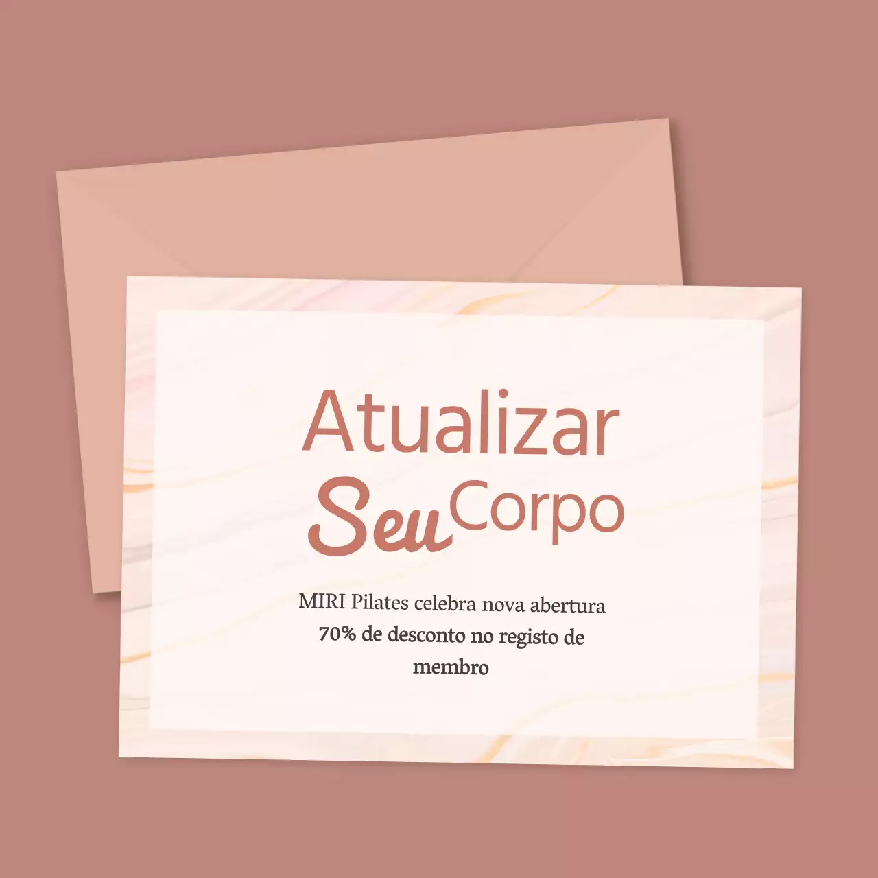 Promover um evento simples de Pilates em cor-de-rosa e castanho