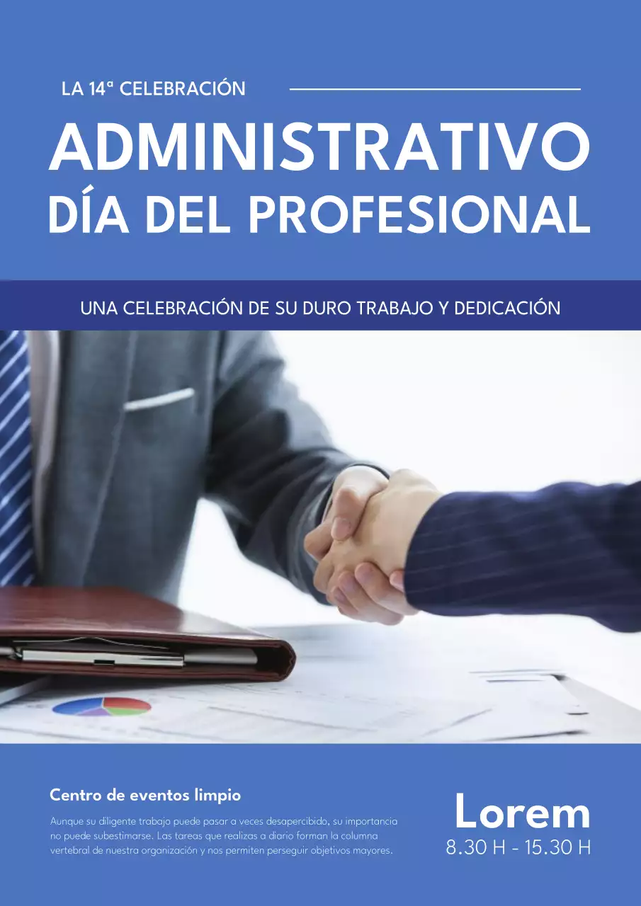 Folleto sencillo para seminario de empresa en azul claro y naranja