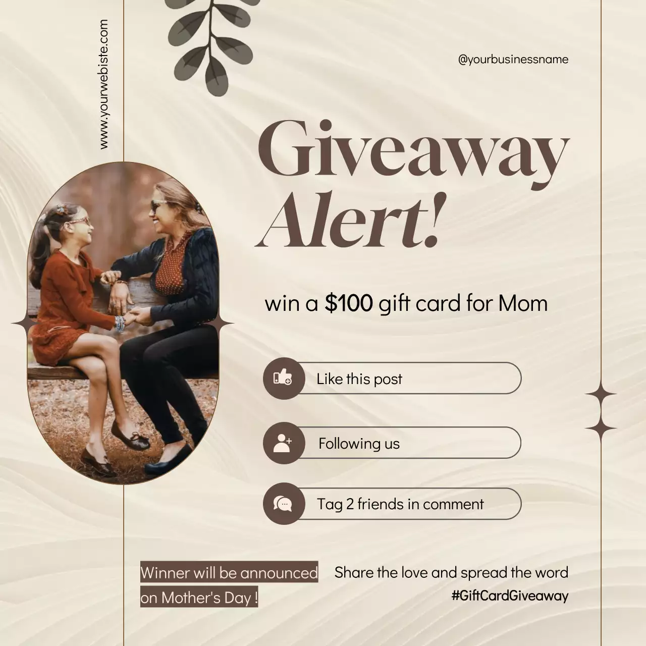 Beige Elegant Giveaway Promotion Social Media Post