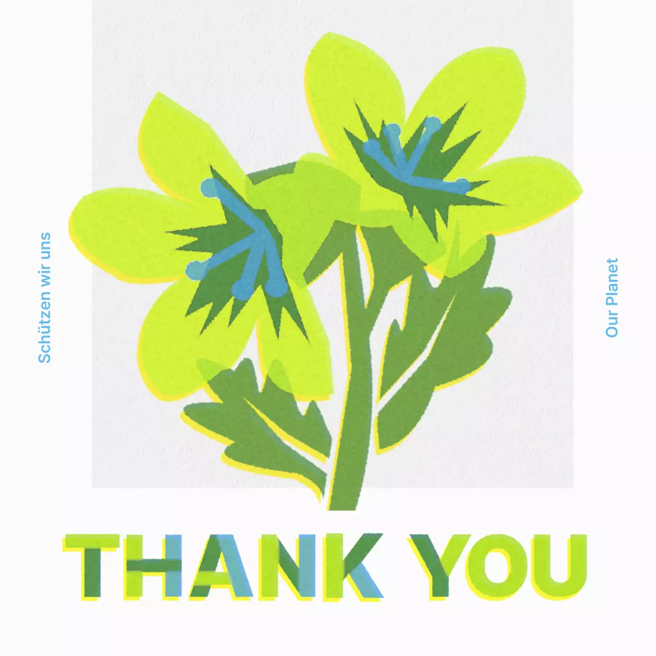 Eine moderne Kampagne zum Tag der Erde in Chartreuse und Himmelblau