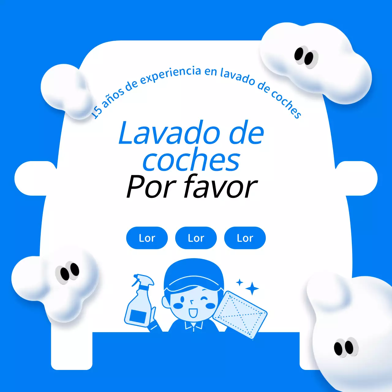 Promocione su negocio de lavado de coches azul y blanco